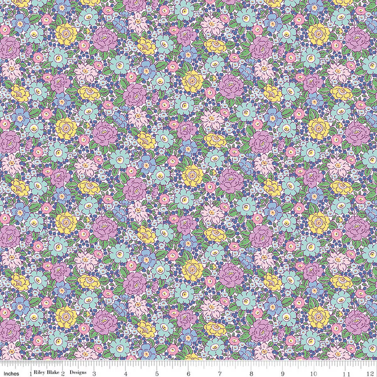 Traditional 30's C18246-PURPLE Floral Purple Lindsay Wilkes Riley Blake Half Yard
