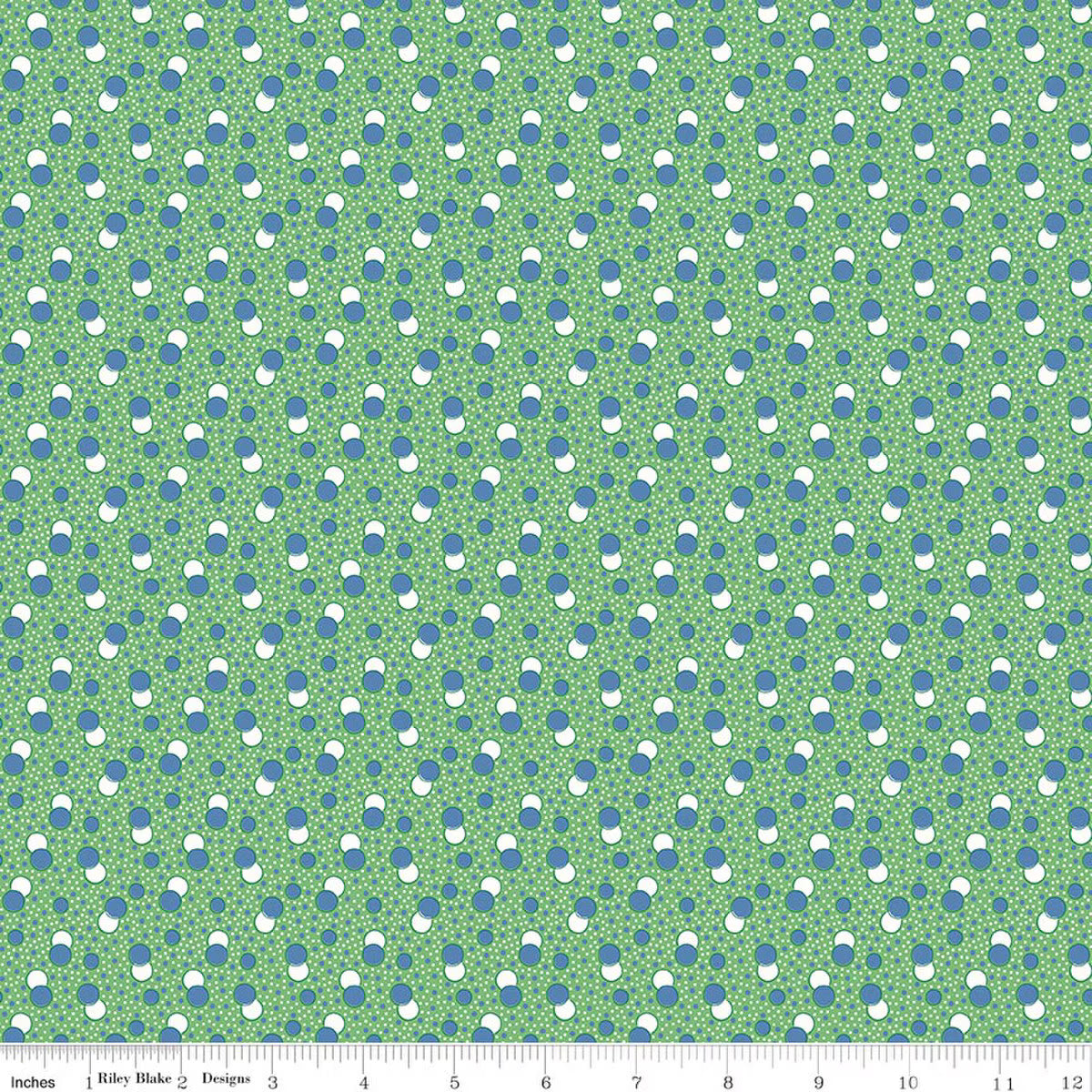 Traditional 30's C18247-GREEN Dots Green Lindsay Wilkes Riley Blake Half Yard