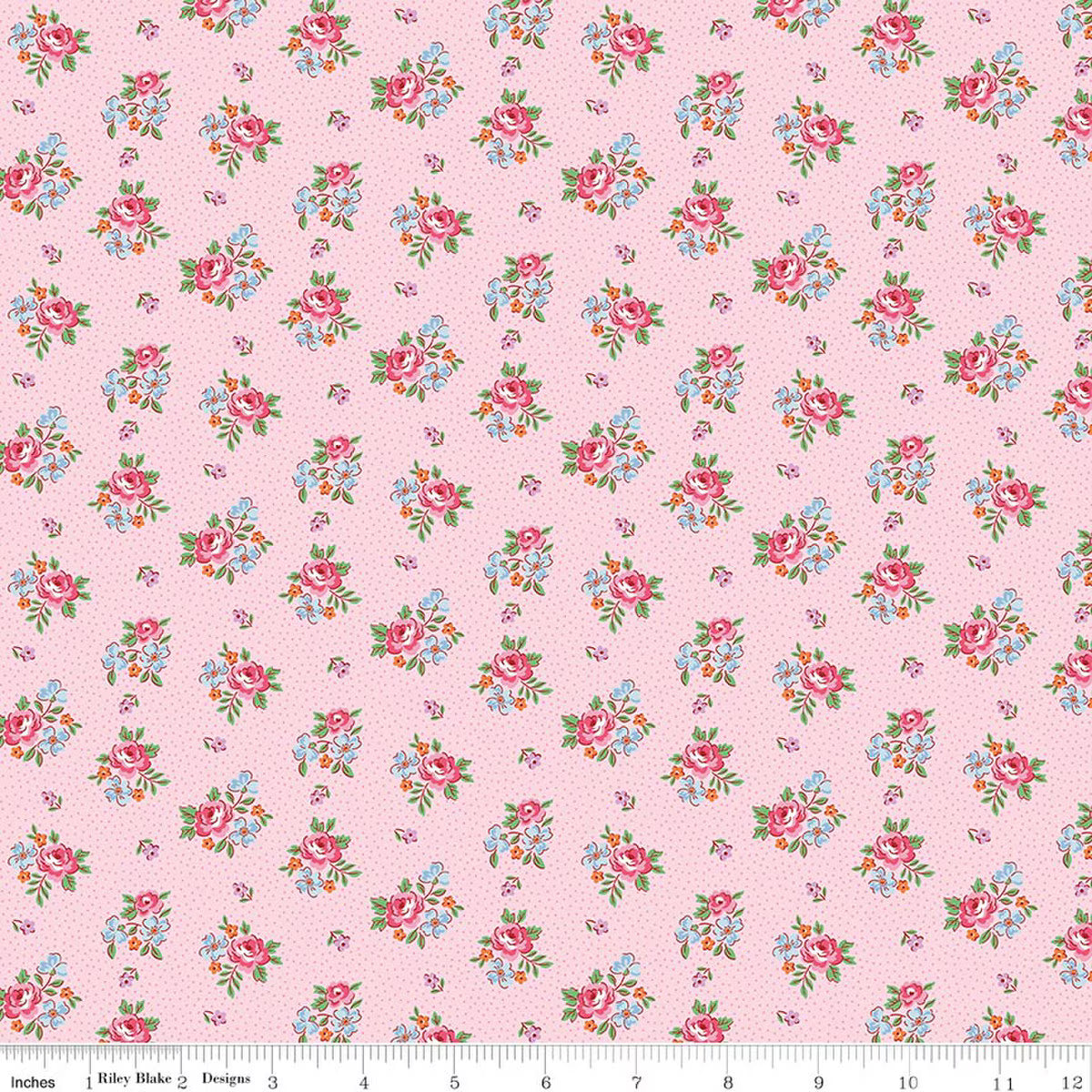 Traditional 30's C18248-PINK Scattered Floral Pink Lindsay Wilkes Riley Blake Half Yard