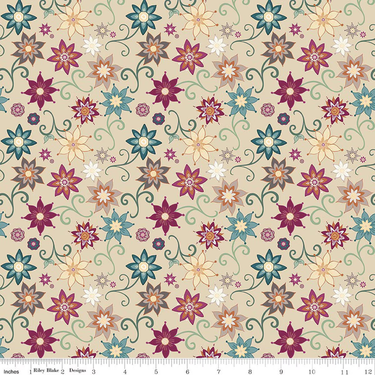 Where the Wild Flowers Are C18251-BEIGE Dance Beige Judi Madsen Riley Blake Half Yard