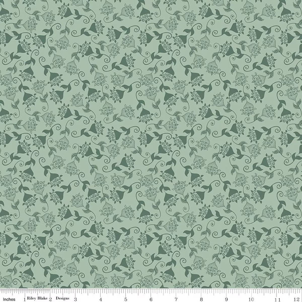 Where the Wild Flowers Are C18253-SAGE Whimsy Sage Judi Madsen Riley Blake Half Yard