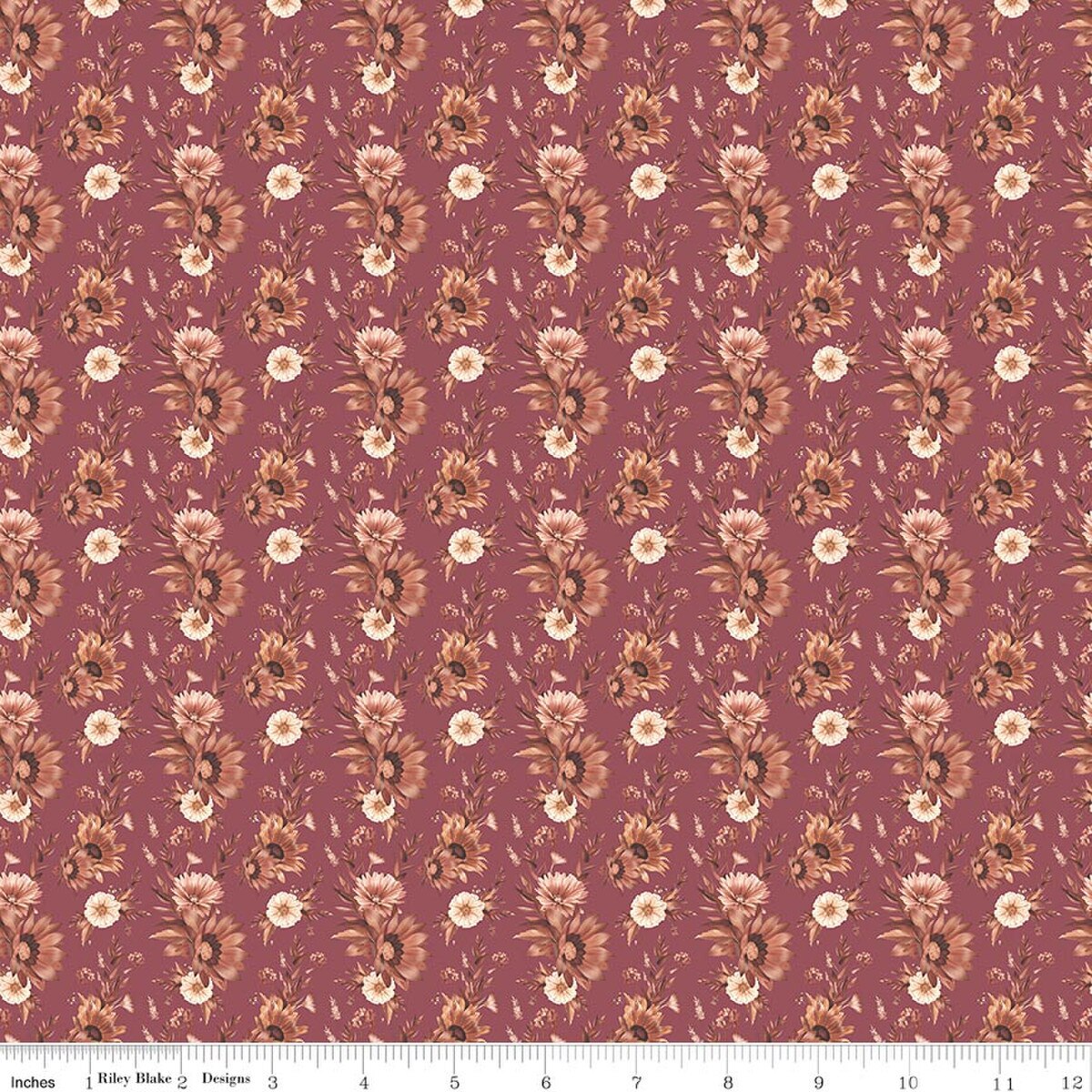 Harvest on the Prairie Floral Wine Modern Prairie Riley Blake C18282­-WINE Half Yard