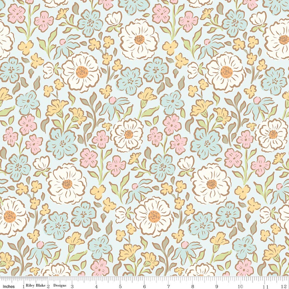 Little Posies Main Powder Cayla Naylor Riley Blake C18320-­POWDER Half Yard