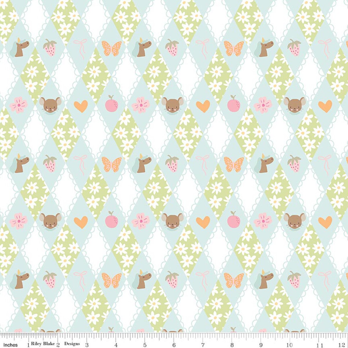 Little Posies C18321-AQUA Diamonds Aqua Riley Blake Half Yard