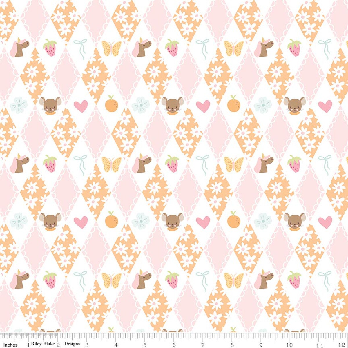 Little Posies C18321-ORANGE Diamonds Orange Riley Blake Half Yard