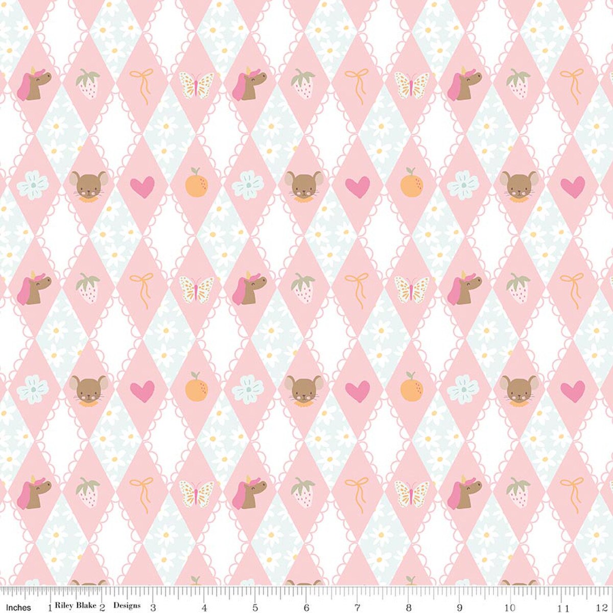 Little Posies C18321-PINK Diamonds Pink Riley Blake Half Yard