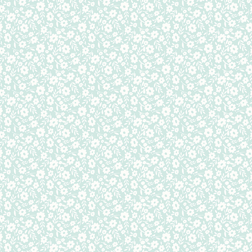 Little Posies Floral Aqua C18322-AQUA Cayla Naylor Riley Blake Half Yard
