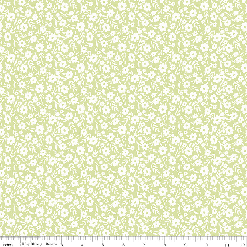 Little Posies Floral Green C18322-GREEN Cayla Naylor Riley Blake Half Yard