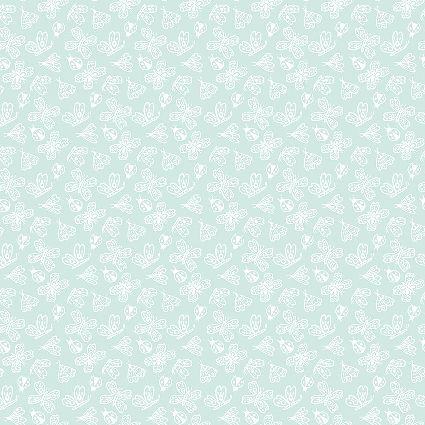Little Posies Butterflies Aqua C18323­-AQUA Cayla Naylor Riley Blake C18323­-AQUA Half Yard