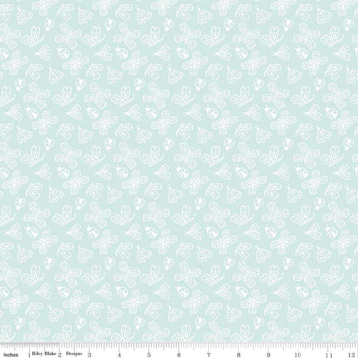 Little Posies Butterflies Aqua C18323­-AQUA Cayla Naylor Riley Blake C18323­-AQUA Half Yard
