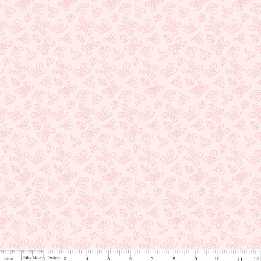Little Posies Butterflies Pink C18323-PINK Cayla Naylor Riley Blake Half Yard