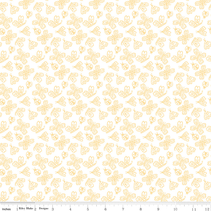 Little Posies Butterflies White C18323-WHITE Cayla Naylor Riley Blake Half Yard