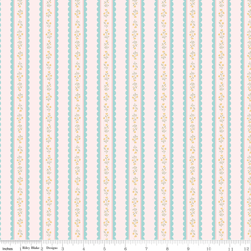 Little Posies Stripes Pink C18324-PINK Cayla Naylor Riley Blake Half Yard