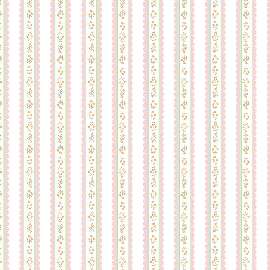 Little Posies Stripes White C18324-WHITE Cayla Naylor Riley Blake Half Yard