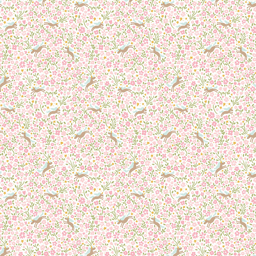 Little Posies Unicorns Pink C18325-PINK Cayla Naylor Riley Blake Half Yard