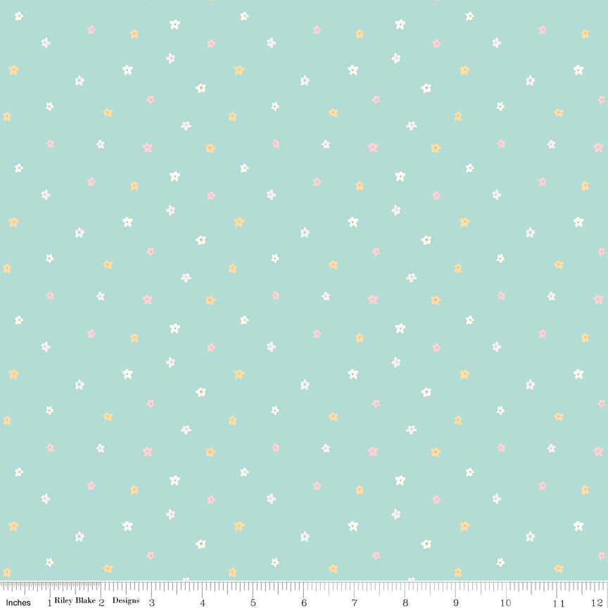Little Posies Ditsy Teal C18326-TEAL Cayla Naylor Riley Blake Half Yard