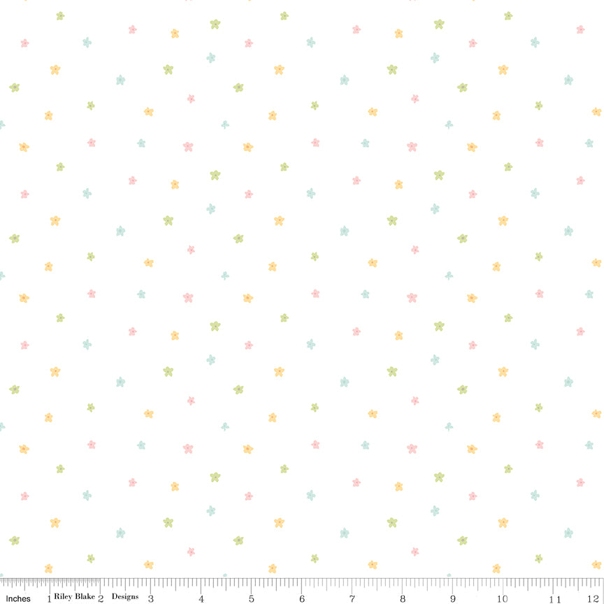 Little Posies Ditsy White C18326-WHITE Cayla Naylor Riley Blake Half Yard