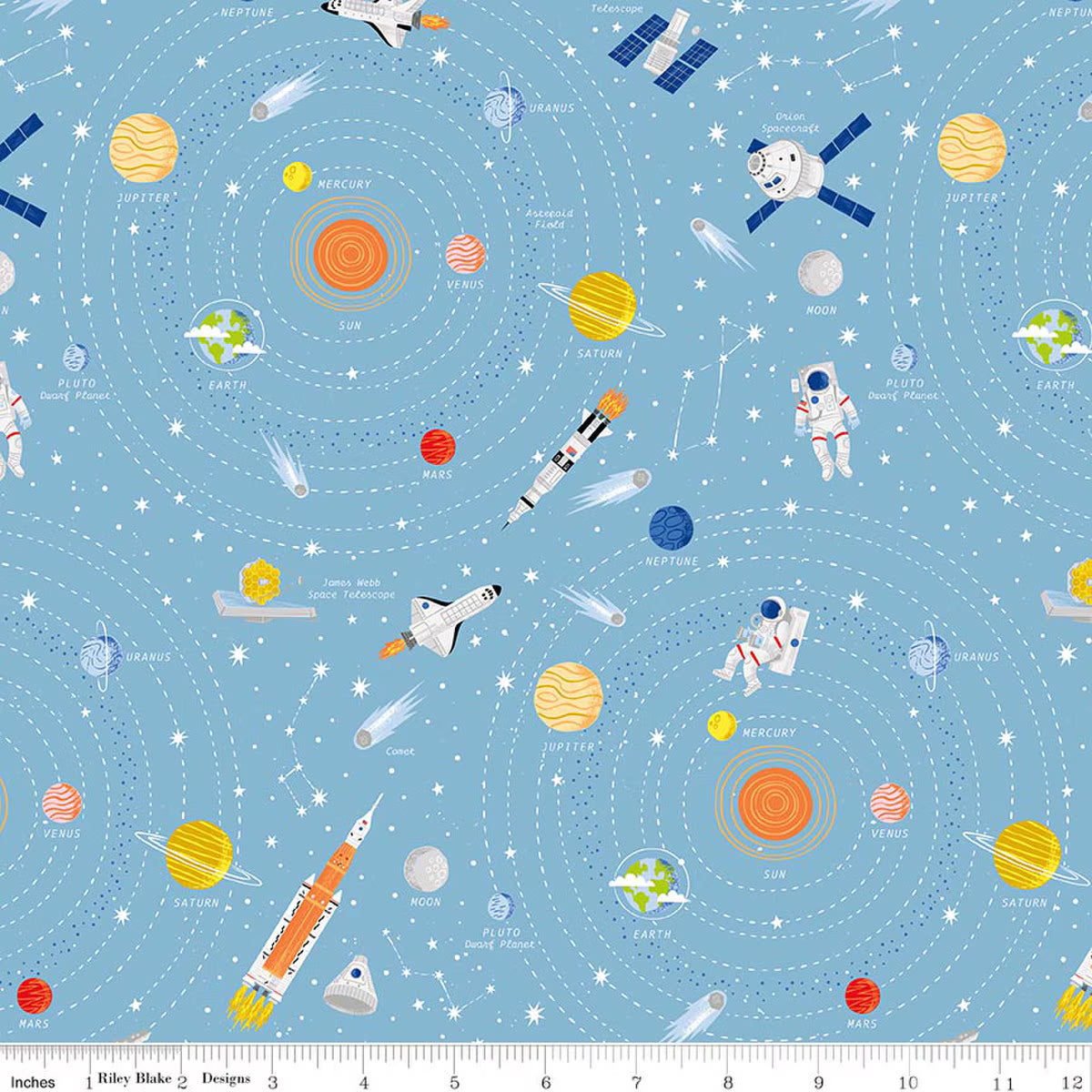 Reach for the Stars with NASA Galaxy Sky C18330-SKY Riley Blake Half Yard
