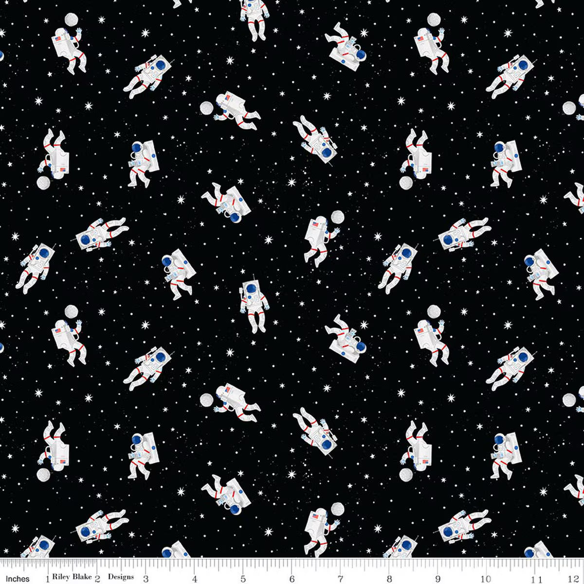 Reach for the Stars with NASA Astronauts Black C18333-BLACK Riley Blake Half Yard