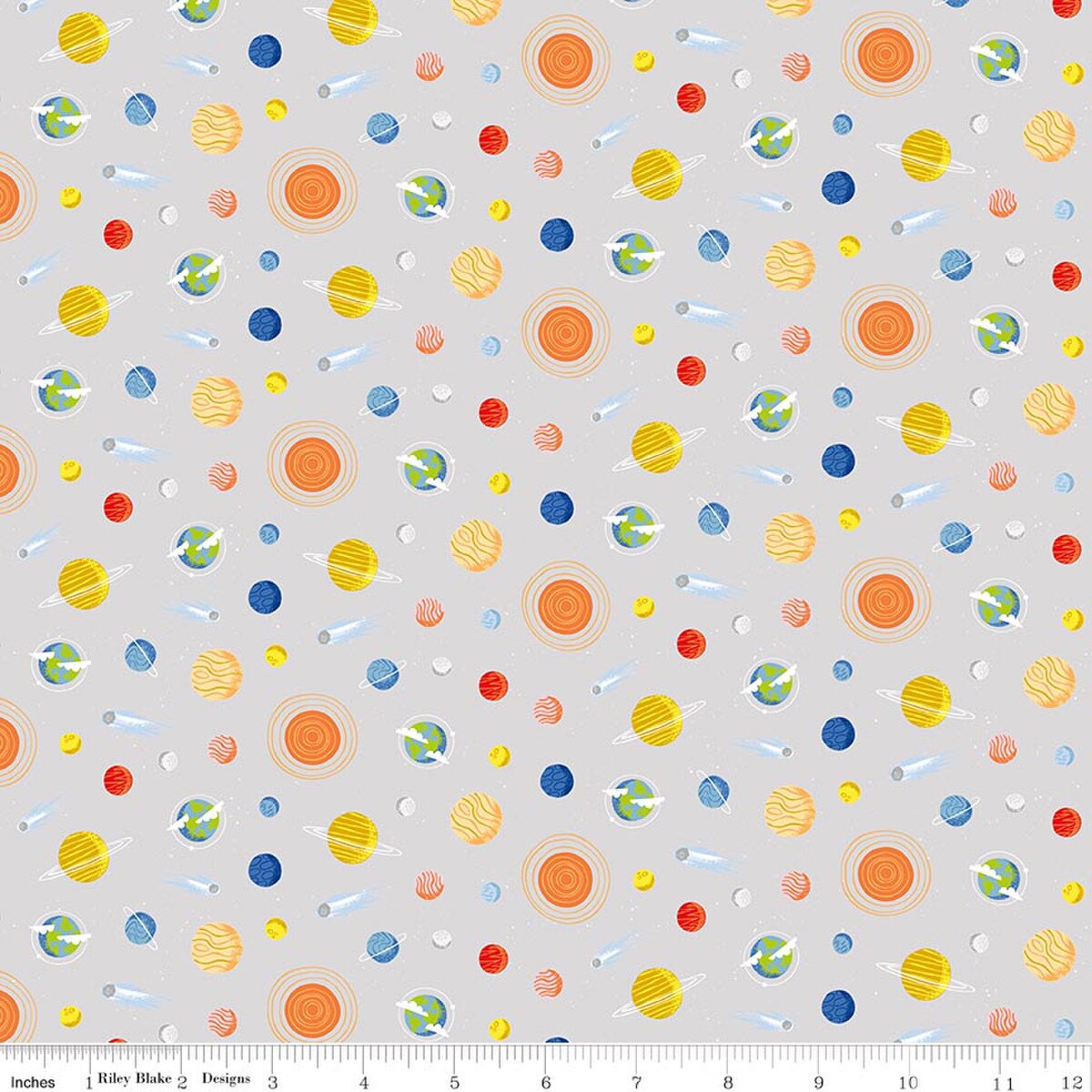 Reach for the Stars with NASA Planets Gray C18335-GRAY Riley Blake Half Yard