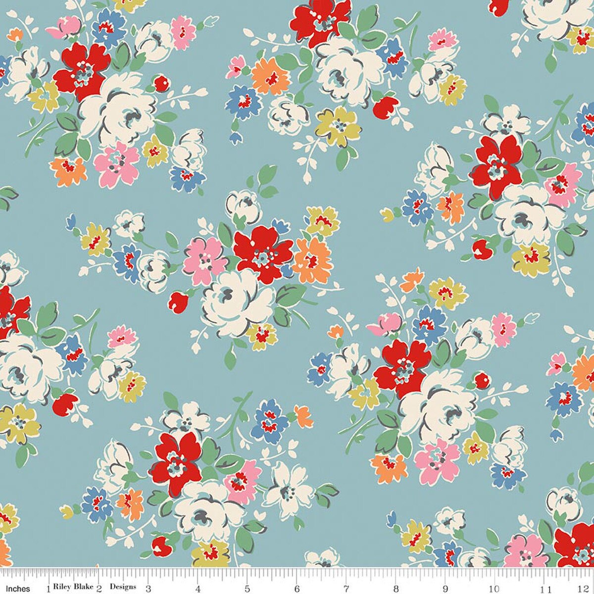 Cath Kidston Signature Collection Clifton Rose Blue Riley Blake C18370­-BLUE Half Yard