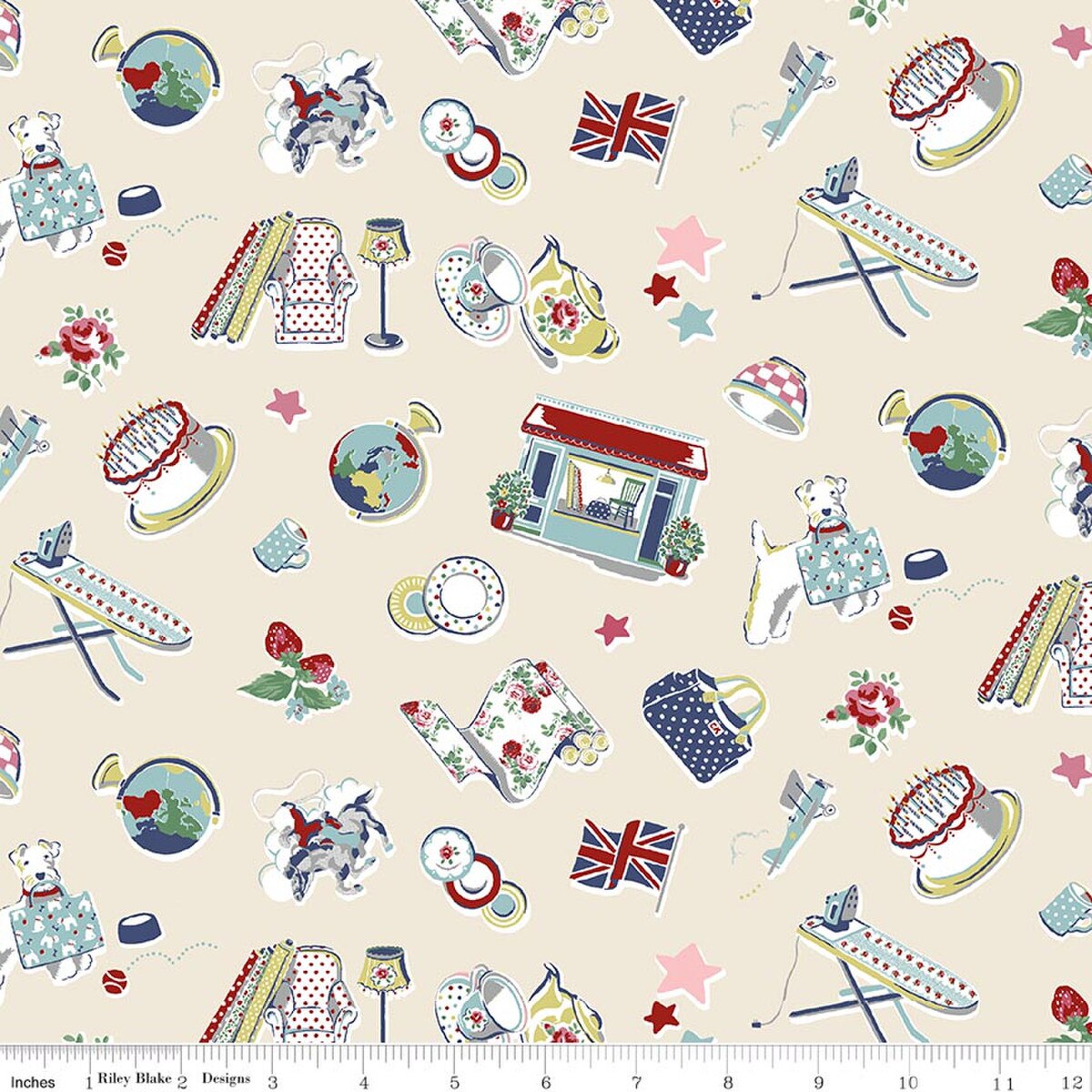 Cath Kidston Signature Collection Icons Cream Riley Blake C18371-CREAM Half Yard
