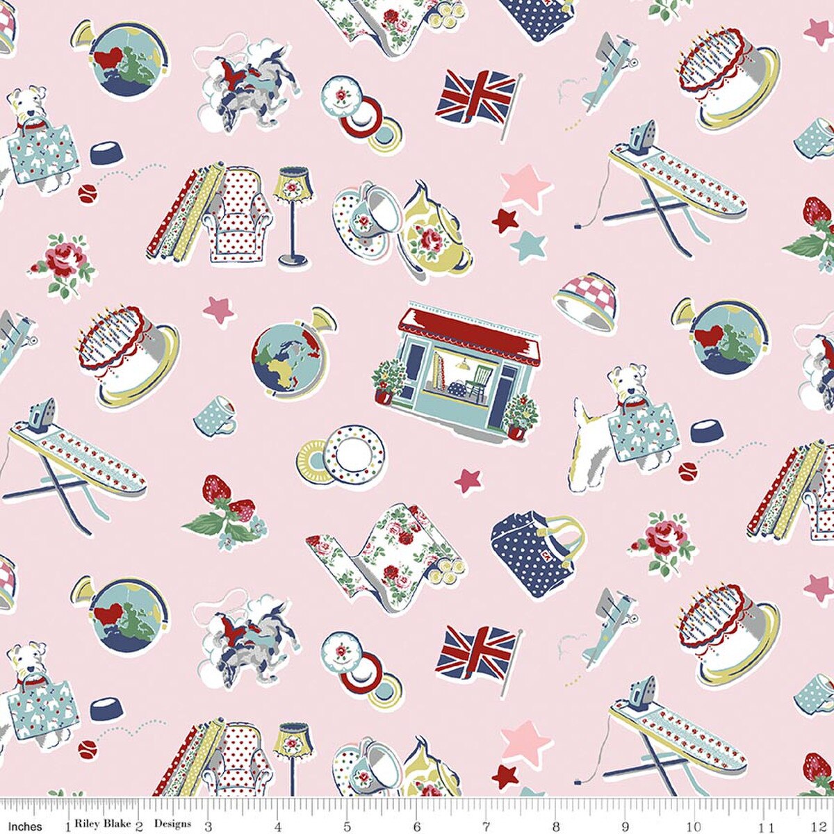 Cath Kidston Signature Collection Icons Pink Riley Blake C18371­-PINK Half Yard