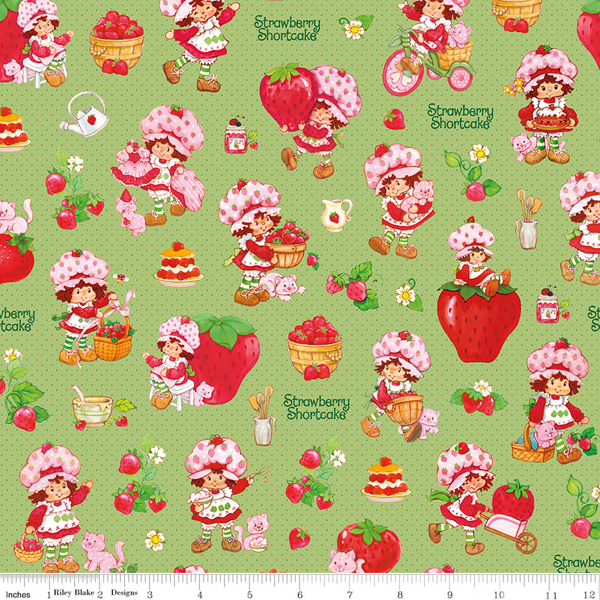 The World of Strawberry Shortcake Main Green Half Yard C18560-GREEN Riley Blake