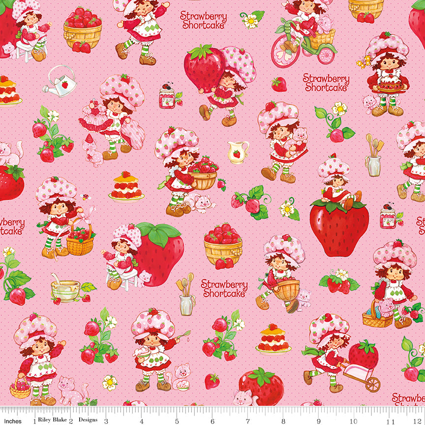 The World of Strawberry Shortcake Main Pink Half Yard C18560-PINK Riley Blake