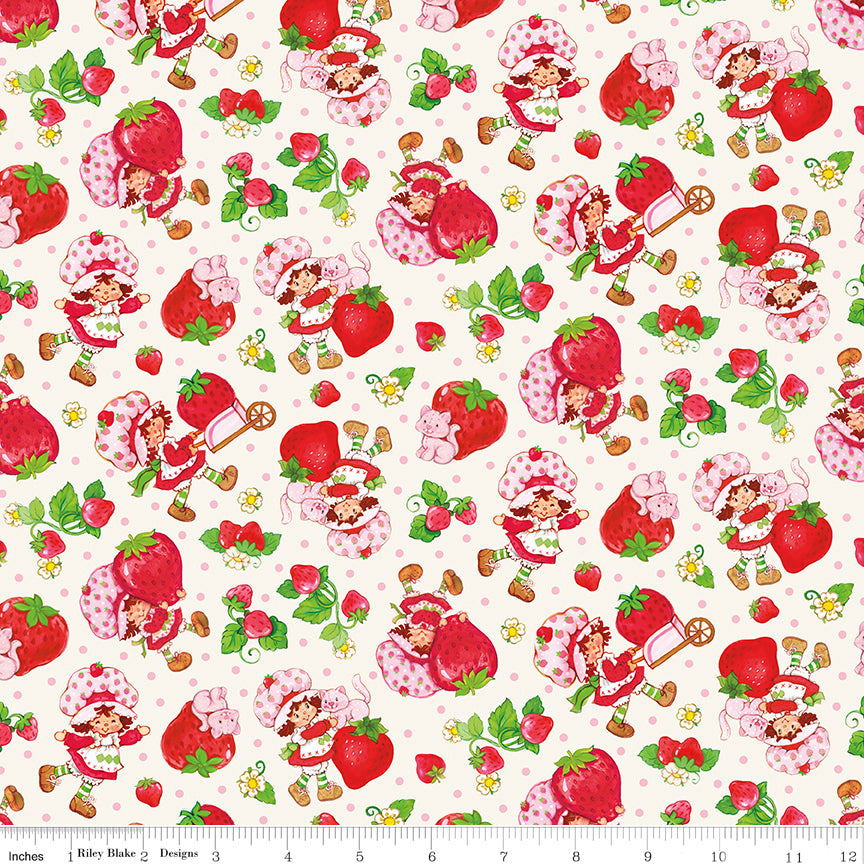 The World of Strawberry Shortcake Toss Cream Half Yard C18561-CREAM Riley Blake