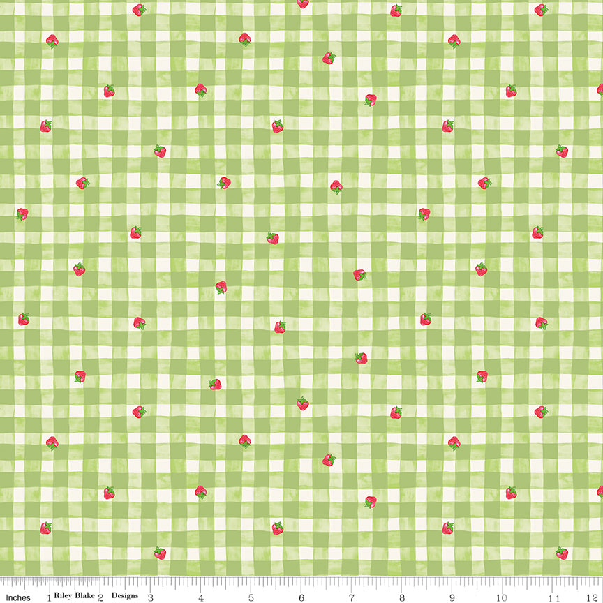 The World of Strawberry Shortcake Gingham Green Half Yard C18562-GREEN Riley Blake