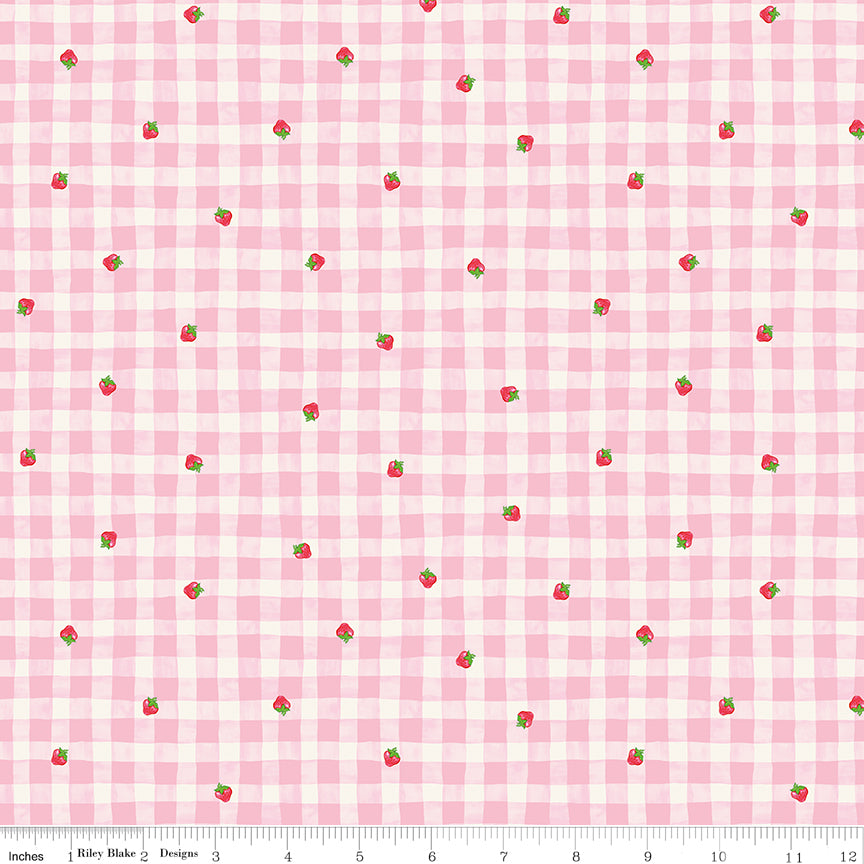The World of Strawberry Shortcake Gingham Pink Half Yard C18562-PINK Riley Blake