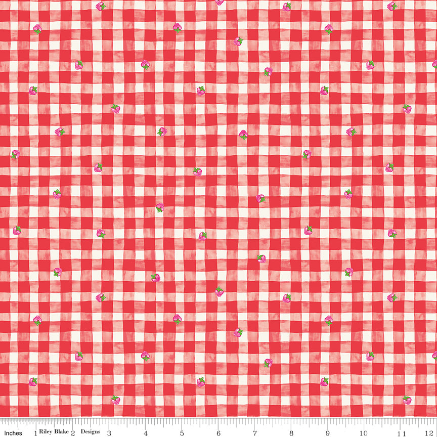 The World of Strawberry Shortcake Gingham Red Half Yard C18562-RED Riley Blake