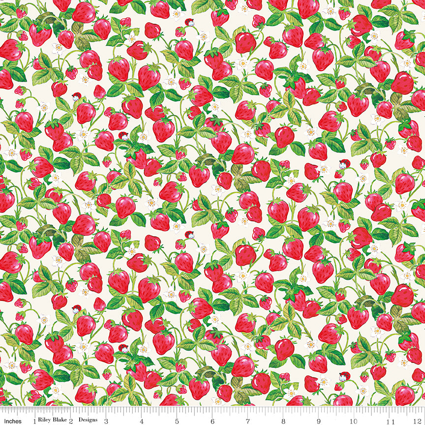 The World of Strawberry Shortcake Strawberries Cream Half Yard C18564-CREAM Riley Blake