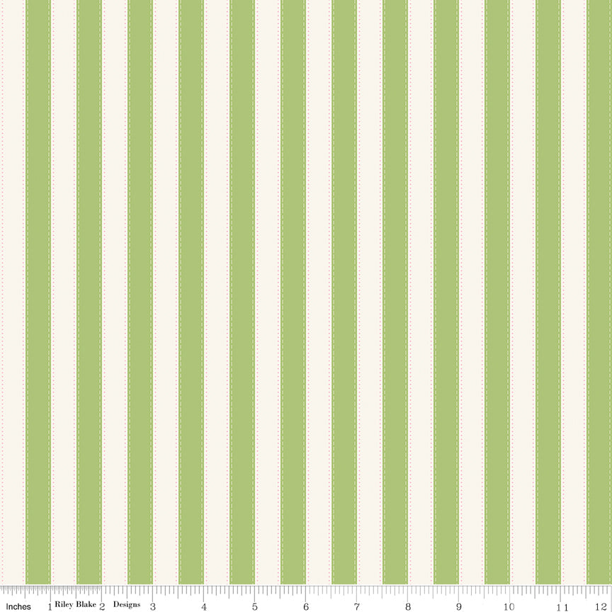 The World of Strawberry Shortcake Stripes Green Half Yard C18565-GREEN Riley Blake