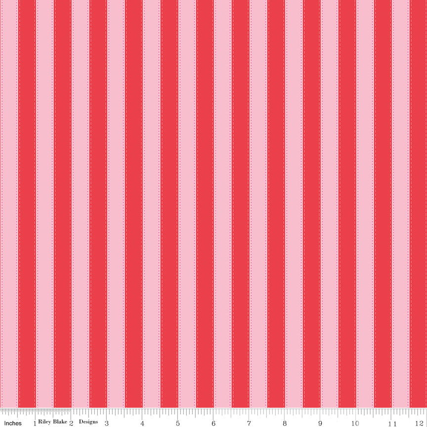 The World of Strawberry Shortcake Stripes Red Half Yard C18565-RED Riley Blake