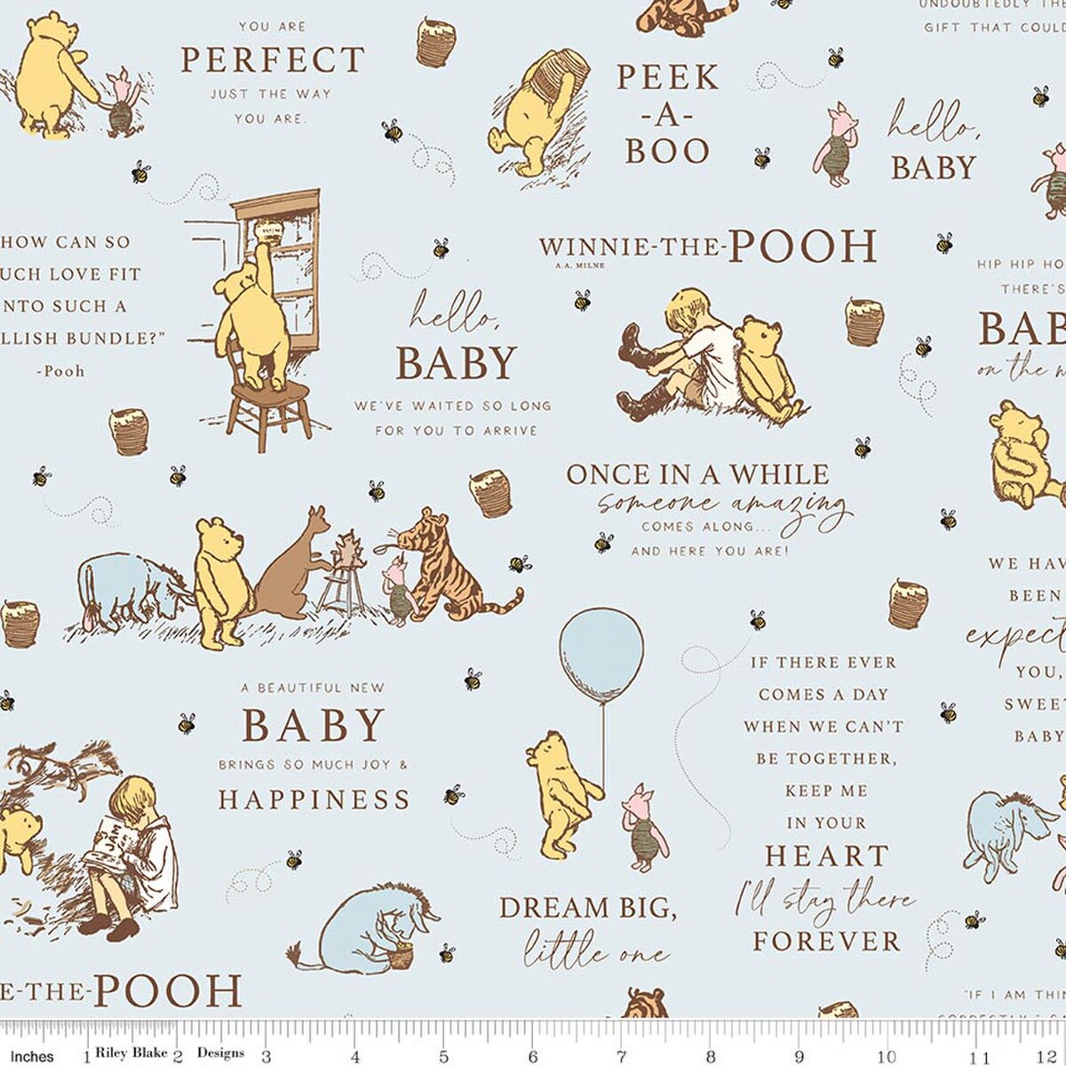 Winnie-the-Pooh Baby Main C18590-BLUE Echo Park Riley Blake Half Yard