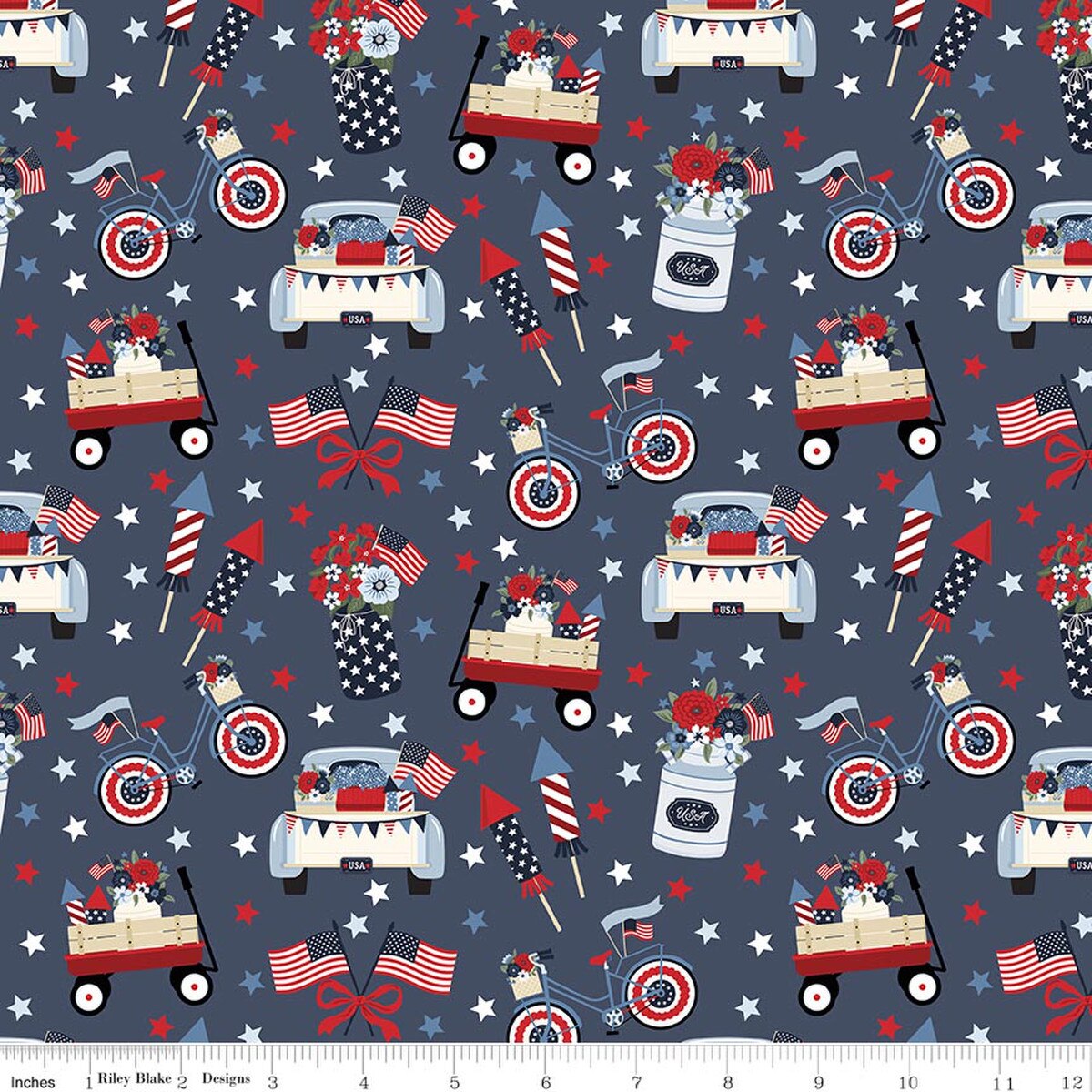 Hooray for the USA C18690-DENIM Main Denim Dani Mogstad Riley Blake Half Yard