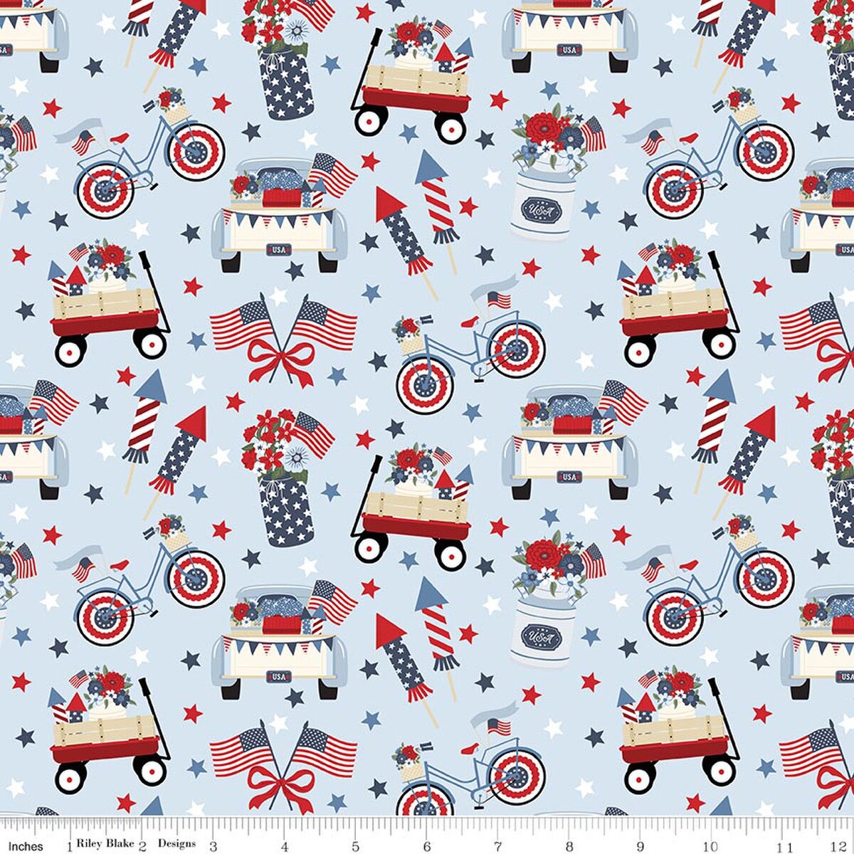 Hooray for the USA C18690-LTBLUE Main Light Blue Dani Mogstad Riley Blake Half Yard