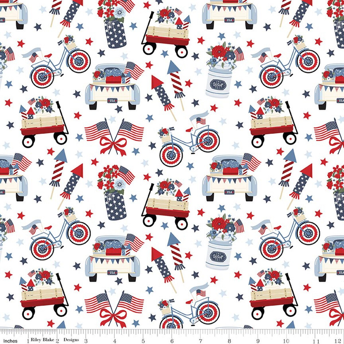 Hooray for the USA C18690-WHITE Main White Dani Mogstad Riley Blake Half Yard