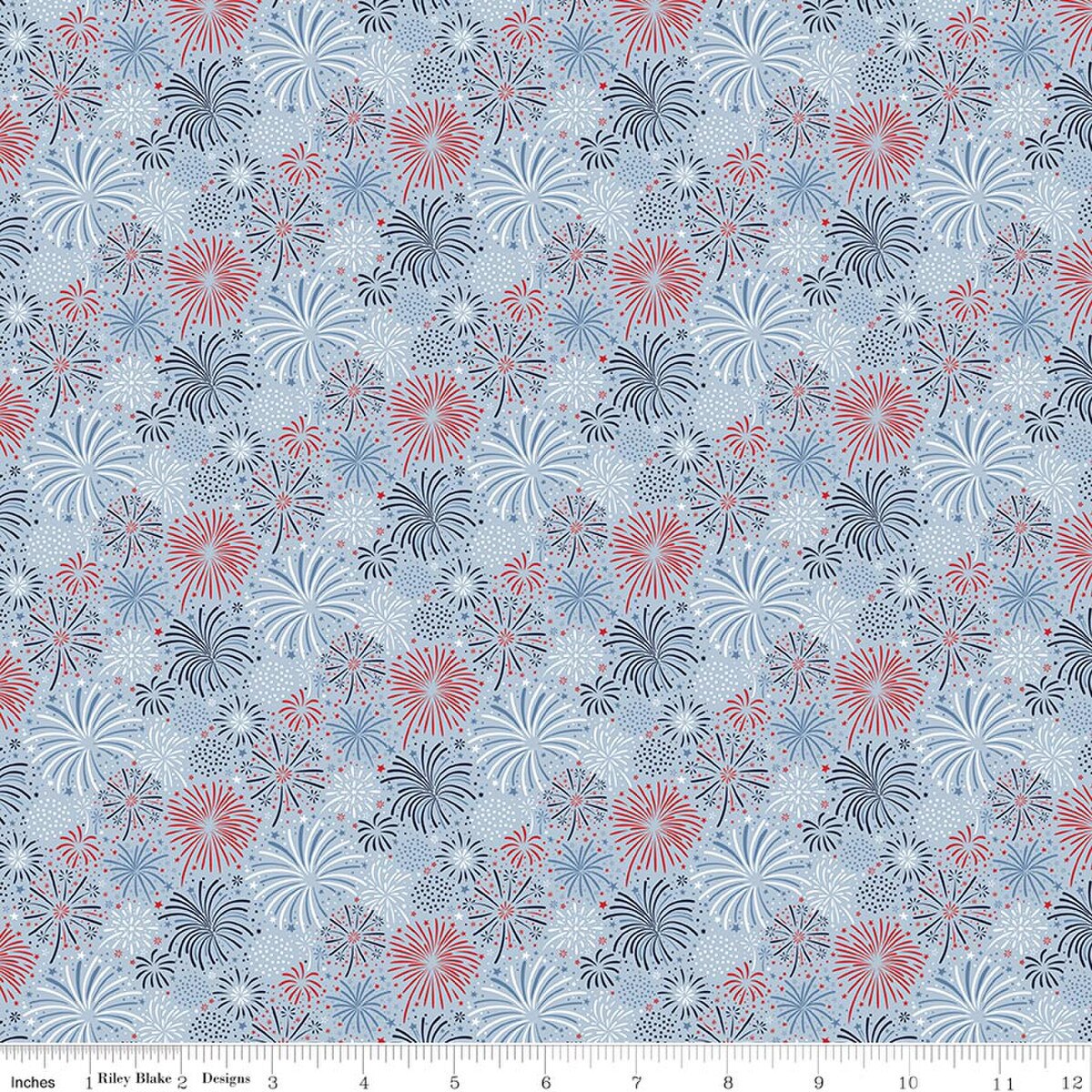 Hooray for the USA C18692-BLUE Fireworks Blue Dani Mogstad Riley Blake Half Yard