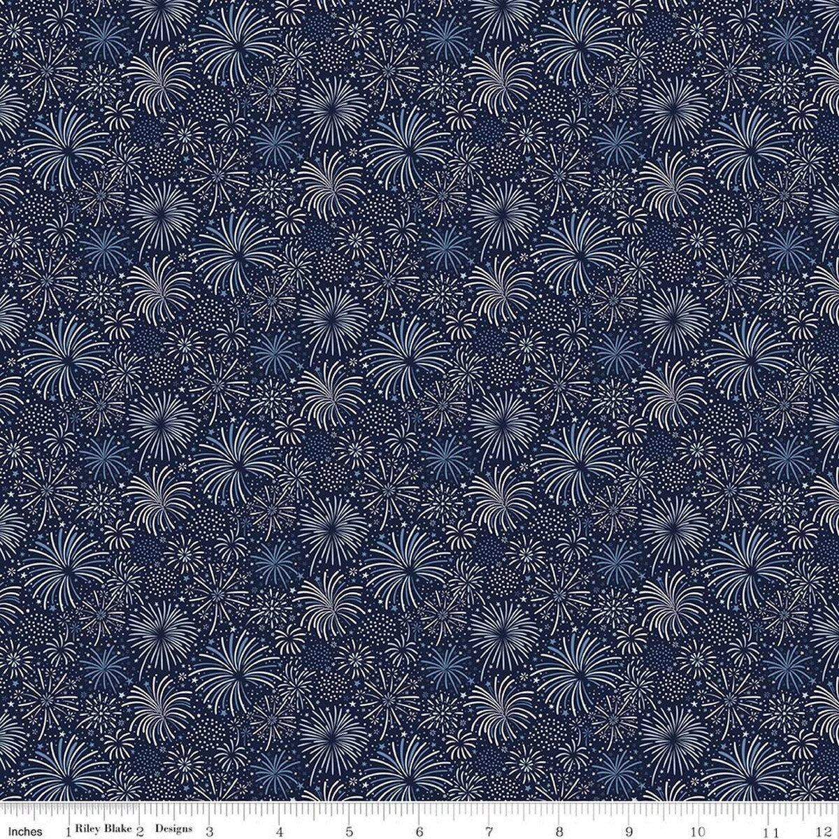 Hooray for the USA C18692-NAVY Fireworks Navy Dani Mogstad Riley Blake Half Yard
