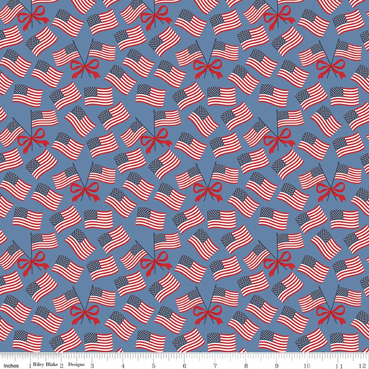 Hooray for the USA C18693-BLUE Flags Blue Dani Mogstad Riley Blake Half Yard