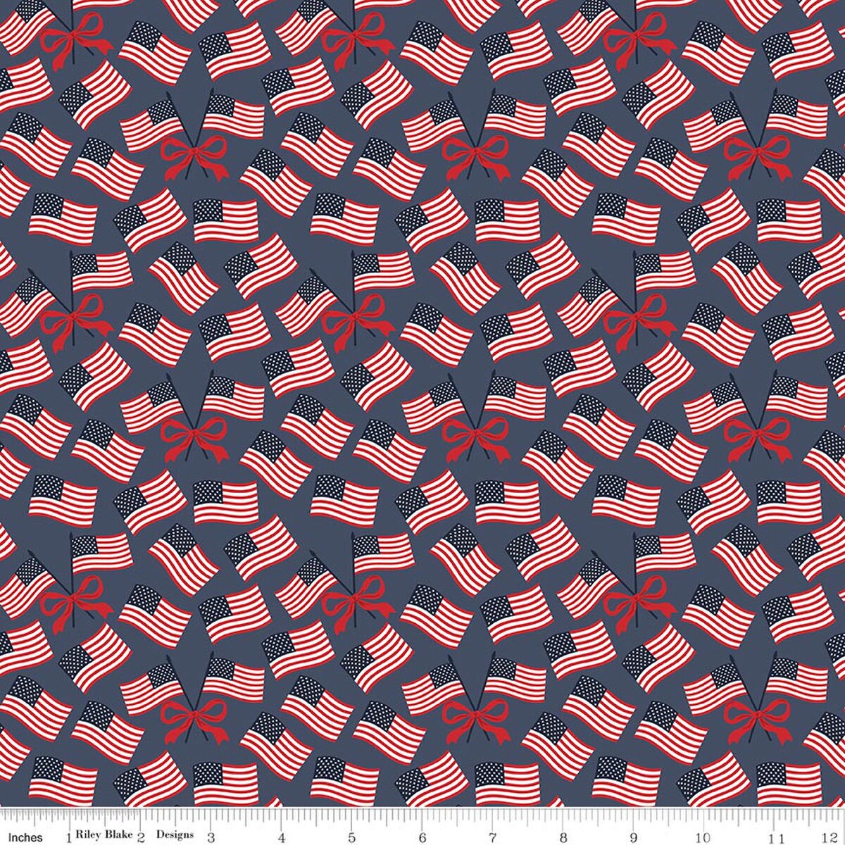 Hooray for the USA C18693-DENIM Flags Denim Dani Mogstad Riley Blake Half Yard