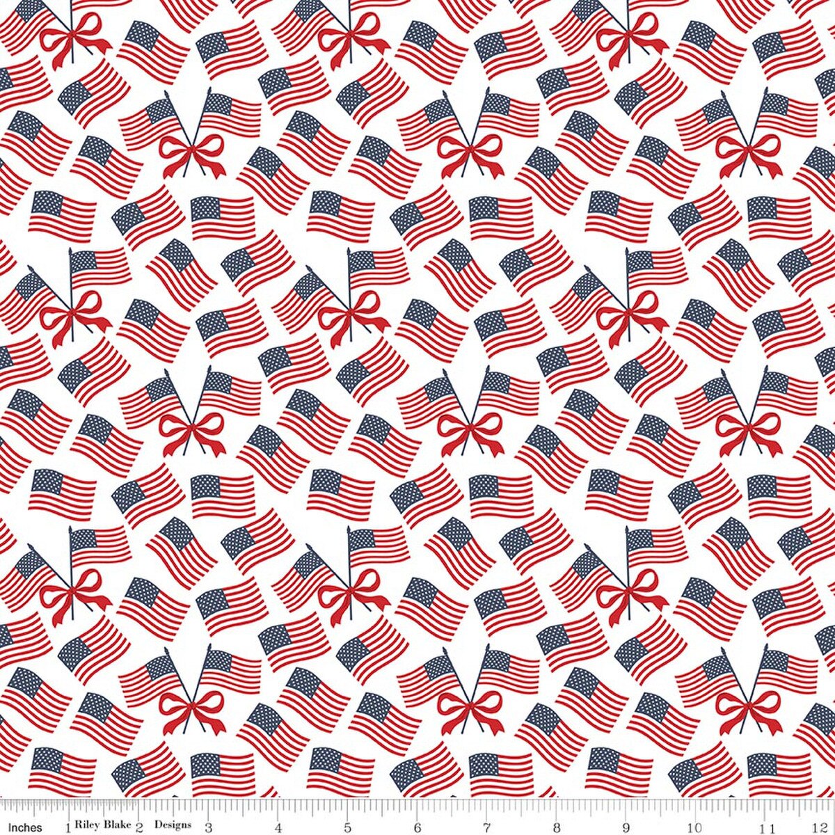 Hooray for the USA C18693-WHITE Flags White Dani Mogstad Riley Blake Half Yard