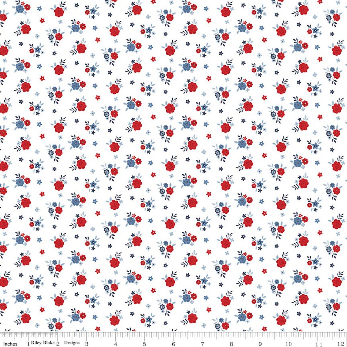 Hooray for the USA C18695-WHITE Flower White Dani Mogstad Riley Blake Half Yard