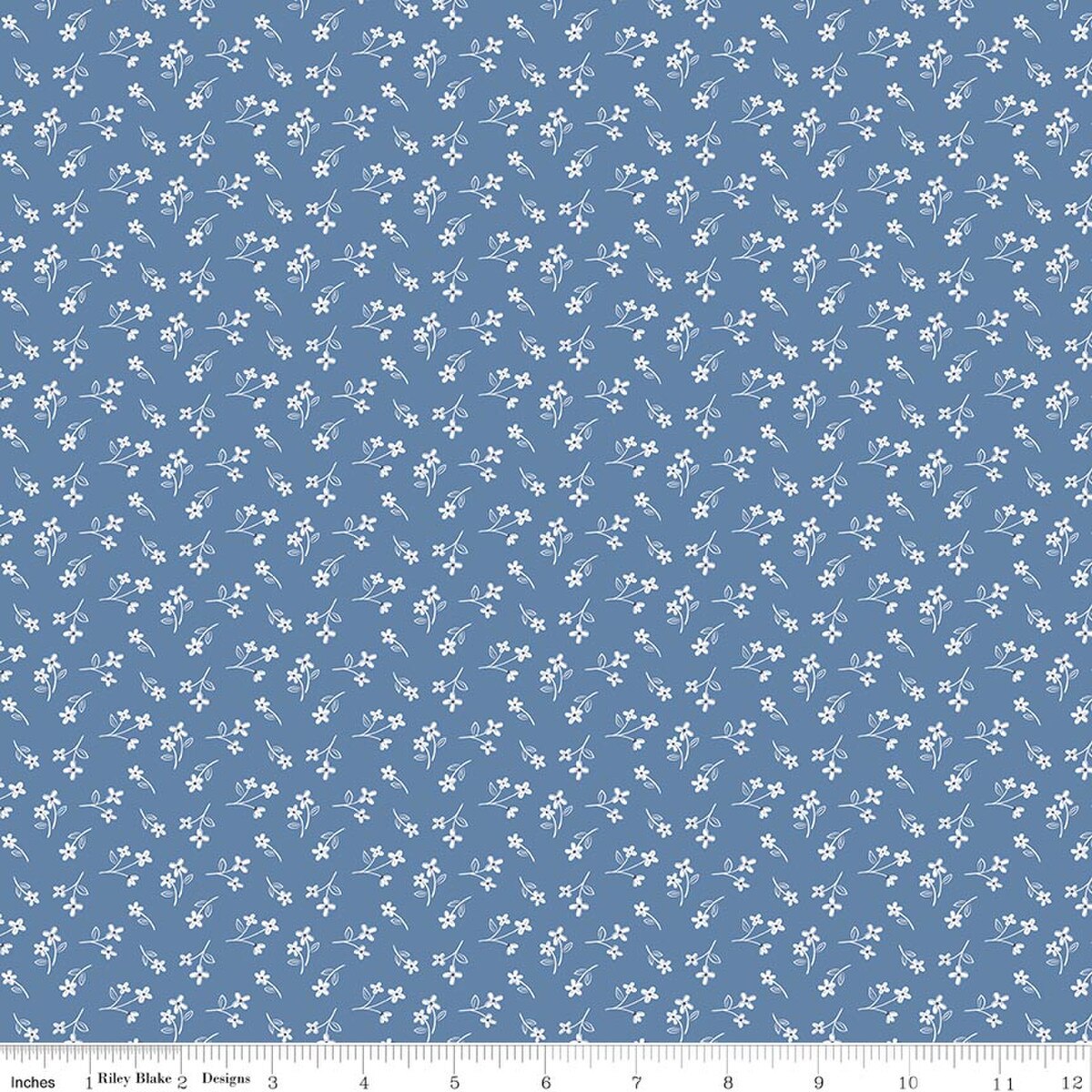 Hooray for the USA C18696-BLUE Flower Toss Blue Dani Mogstad Riley Blake Half Yard