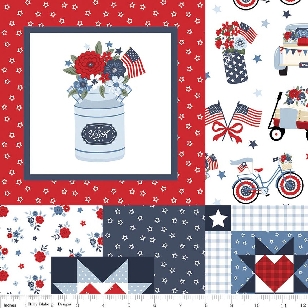 Hooray for the USA Cheater Print Multi Dani Mogstad Riley Blake Designs C18697-­MULTI Half Yard