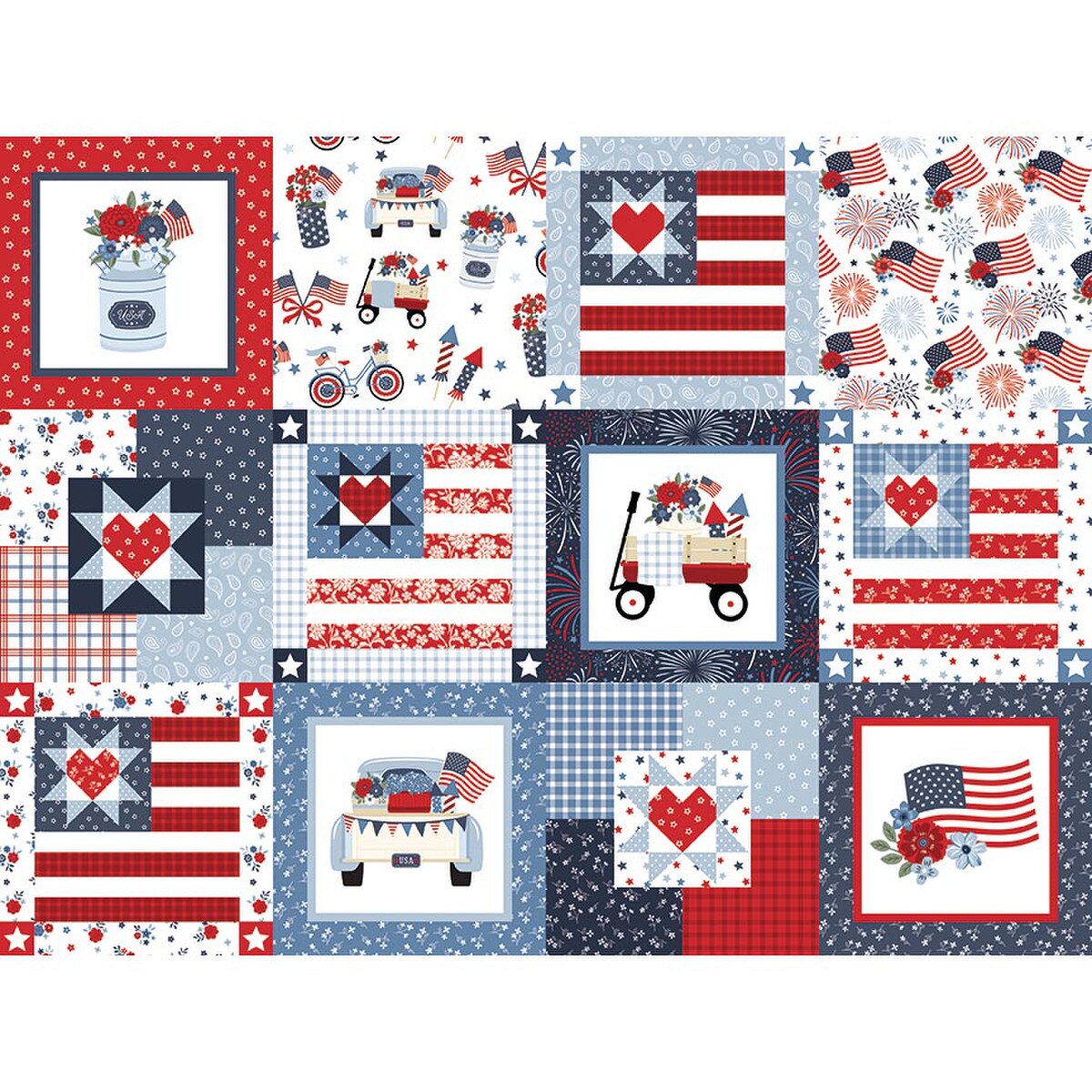 Hooray for the USA C18697-­MULTI Cheater Print Multi Dani Mogstad Riley Blake Half Yard