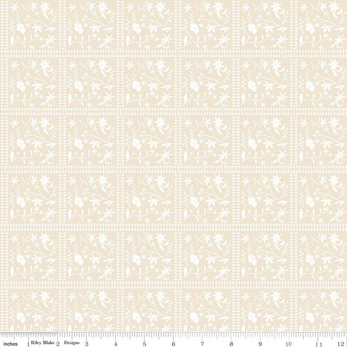 Palmetto Squares Cream Amanda Niederhauser Riley Blake C18732­-CREAM Half Yard